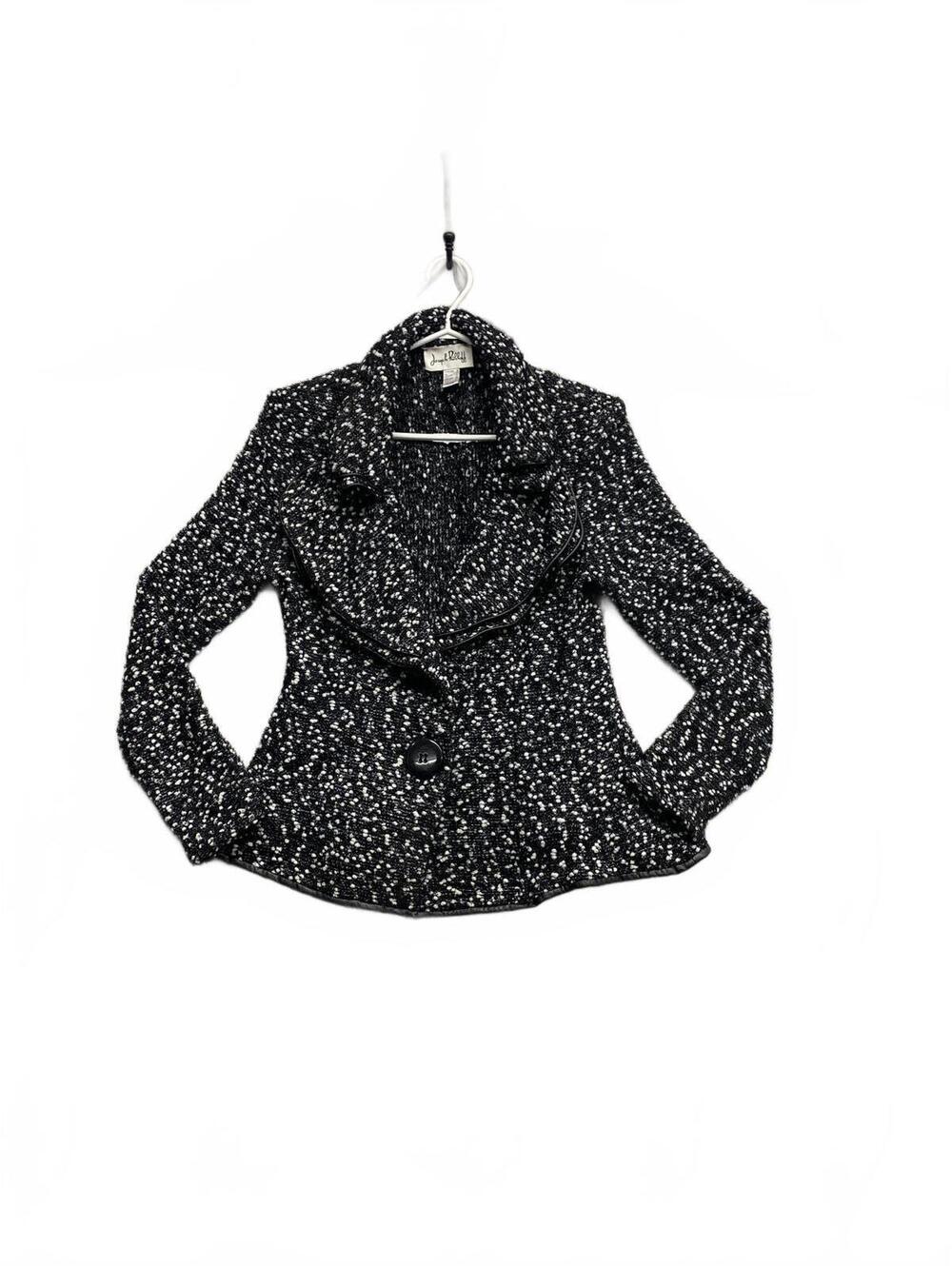 Vintage Y2k Joseph Ribkoff Black and White Tweed Women's Blazer Jacket Size 10
